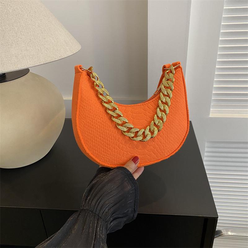 Fashionable Felt Bag Stylish Retro Simple Chain Crossbody Tote Underarm Handbag