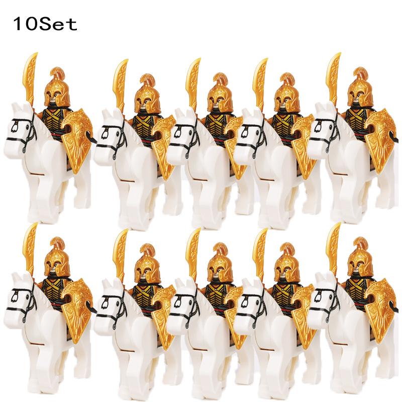10 Sets Gondor Knight LOTR 9471 Fountain Guard & Castle Roman Solider Black Falcon With Horse Figure Building Block Kids TOYS