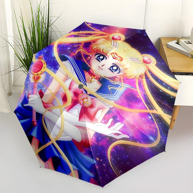 1pc Sailor Moon Automatic Folding Umbrella Portable 3-Fold Design with Iron Frame, Perfect for Outdoor Use, Festive Gifts, Travel, Daily Use, and Sail