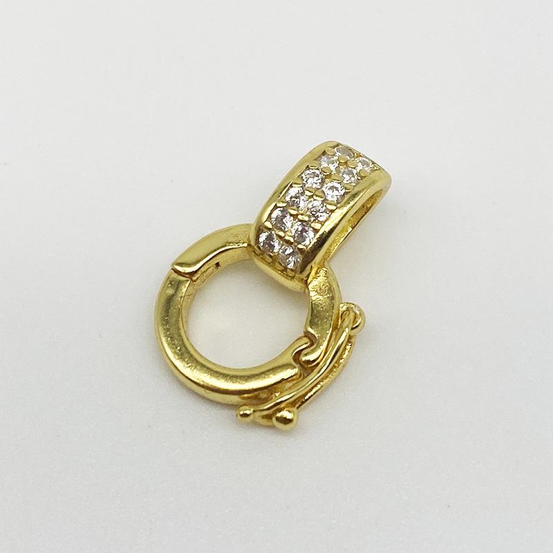 Yansheng S925 Silver Rhinestone Double Ring Clasp for DIY Necklace/Bracelet Pearl Chain 925 Silver золотой