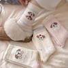 Female Autumn and Winter Plus Velvet and Thick Warm Cartoon Cute Dog In Tube Socks