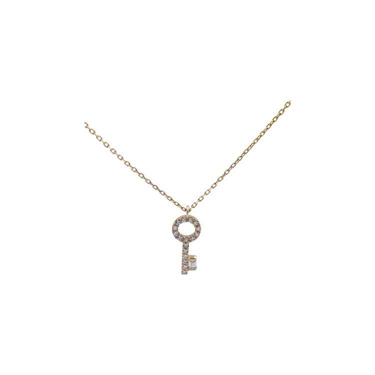 Key Necklace: S925 Sterling Silver with 18K Gold, Zircon Inlay, Mini Light Luxury Design
