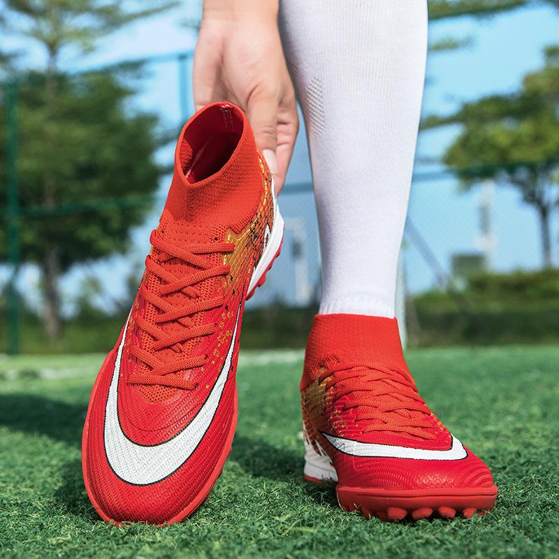 World Cup new youth football shoes student grass spikes men's and women's broken nails green shade training shoes