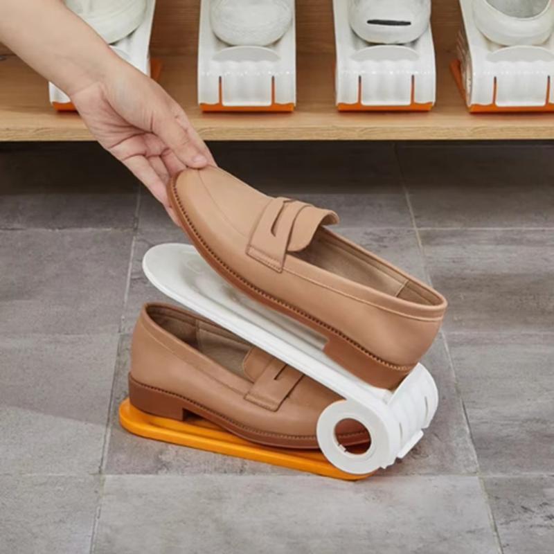 Adjustable Plastic Double Layer Shoe Rack Space Saver Shoe Organizer for Entryway Closet Apartment Small Space