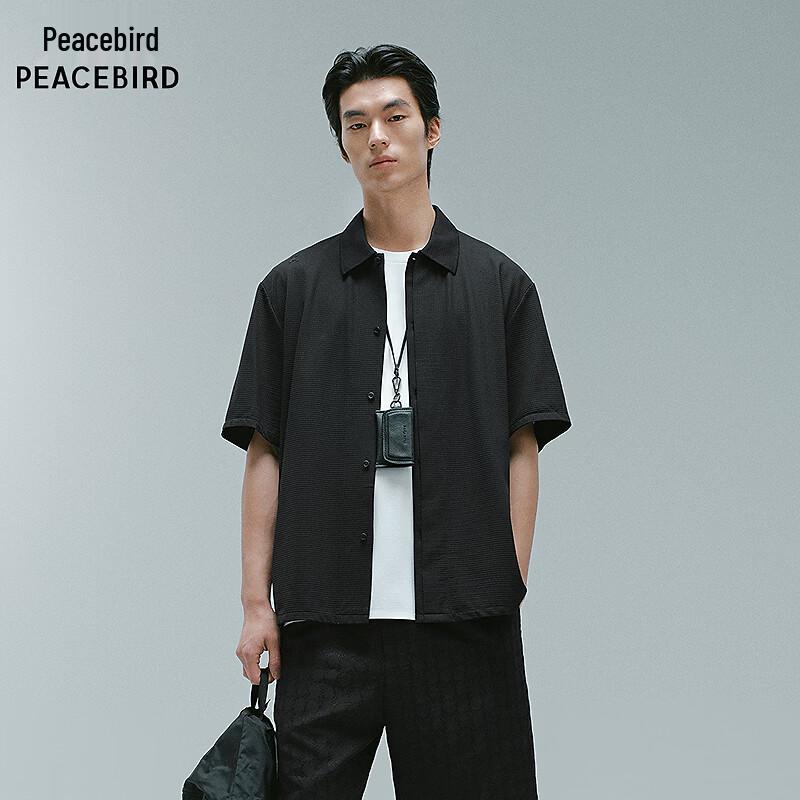 

PEACEBIRD Men s Fashion Textured Short-Sleeve Shirt S