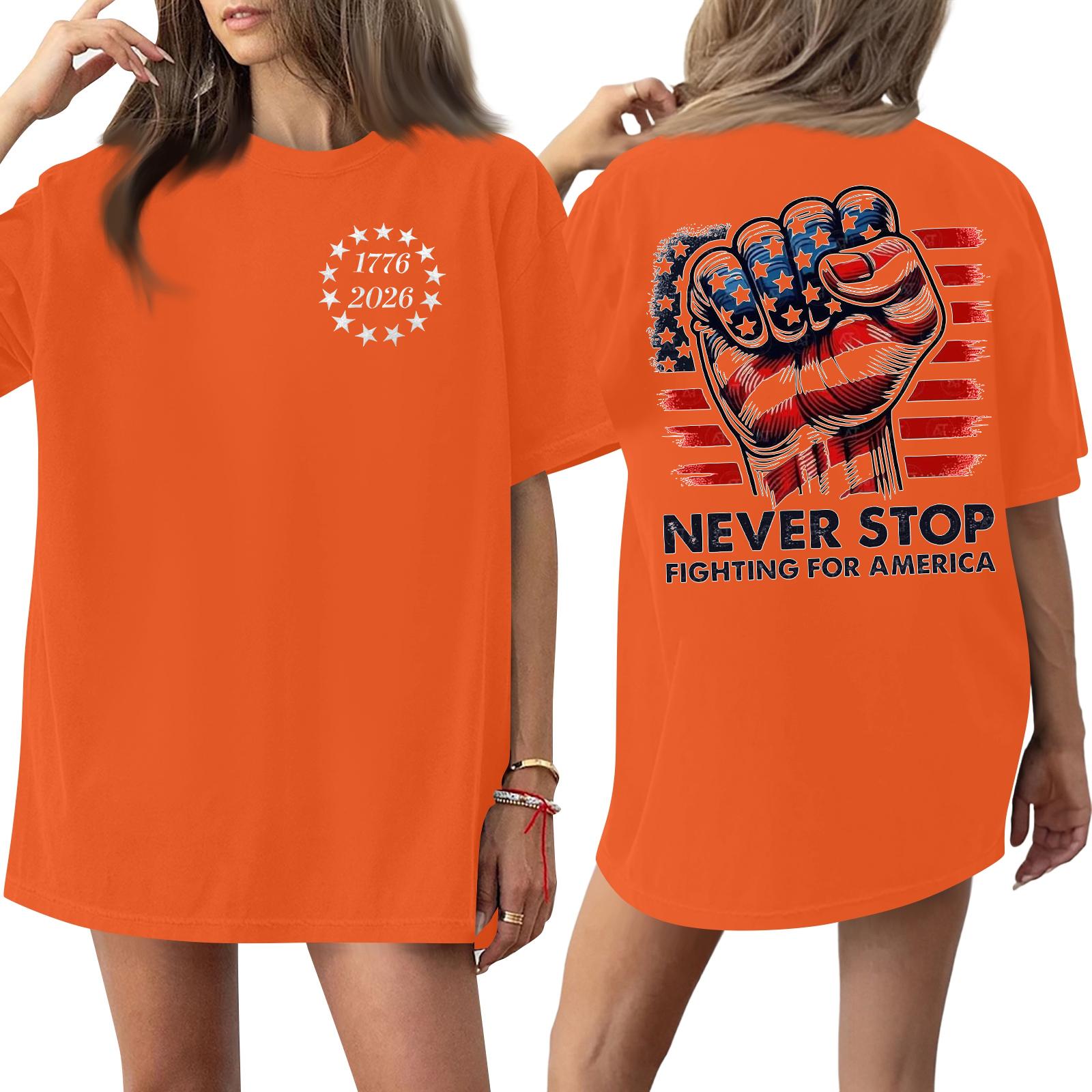 

Women’s Casual Crew Neck Short Sleeve T Shirt Top with 250th Anniversary Print Loose Fit Graphic Tee for Everyday Wear S оранжевый