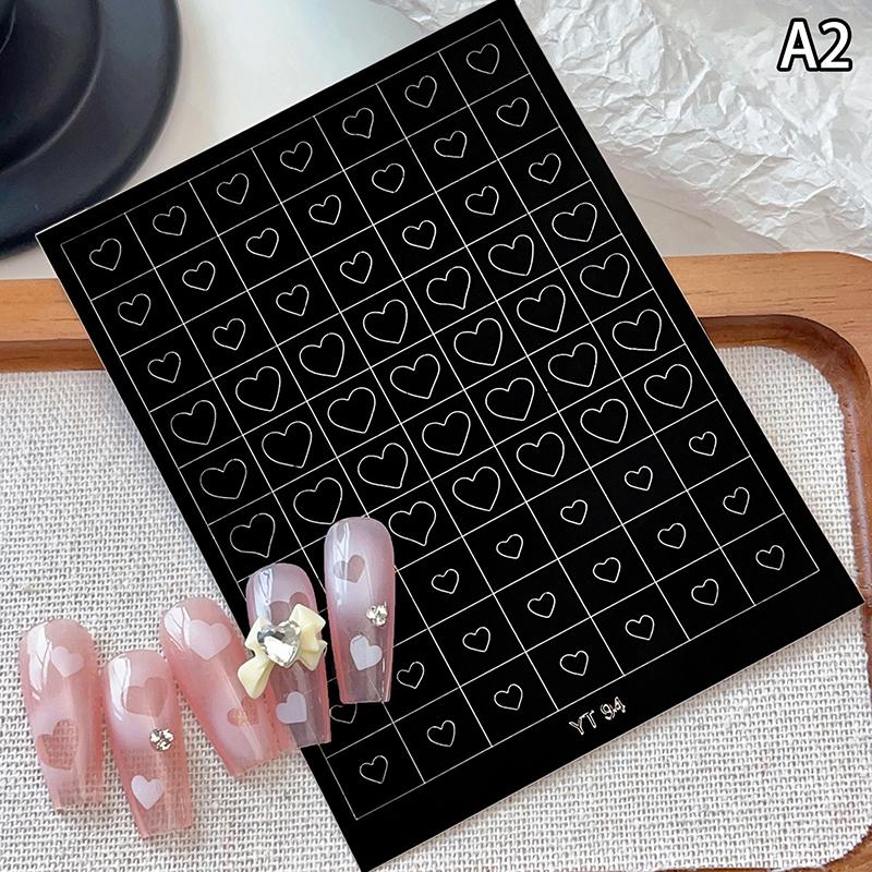 Airbrush Stencil For Nails Heart Bow Stars Pattern Hollow Nail Sticker Templates For French Manicure Tips Nail Design
