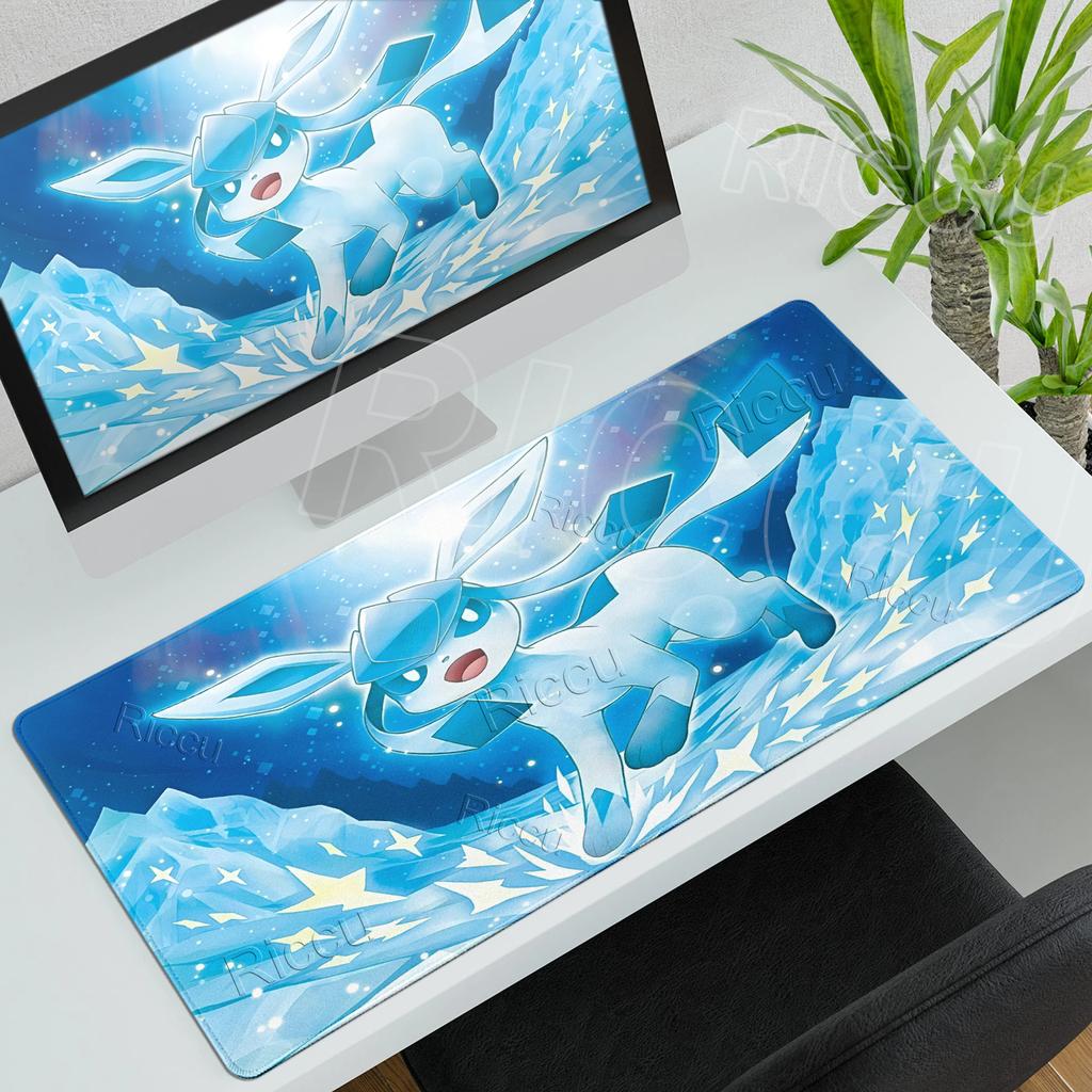 Anime Pokemon Mouse Pad Eevee Glaceon PC Cabinet Mousepad Gamer Keyboard Tablepad E-Sports Desk Accessories Gaming Extended Mat