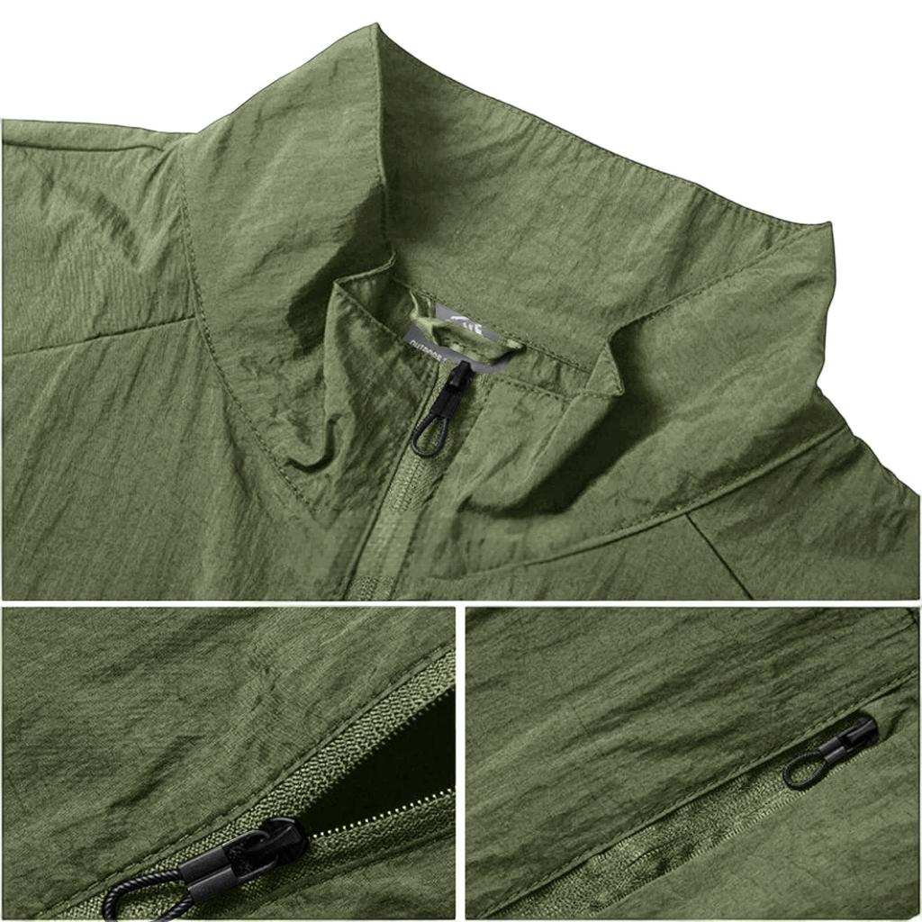 Men's Lightweight Outdoor Sun Protection Jacket Breathable Quick Dry Running Hiking Windbreaker Skin Protection Coat