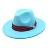 New Fashion Women Men Wide Brim Felt Jazz Fedora Hats Solid Color Party Trilby Wedding Hat Autumn Winter Hats 56-58-60CM
