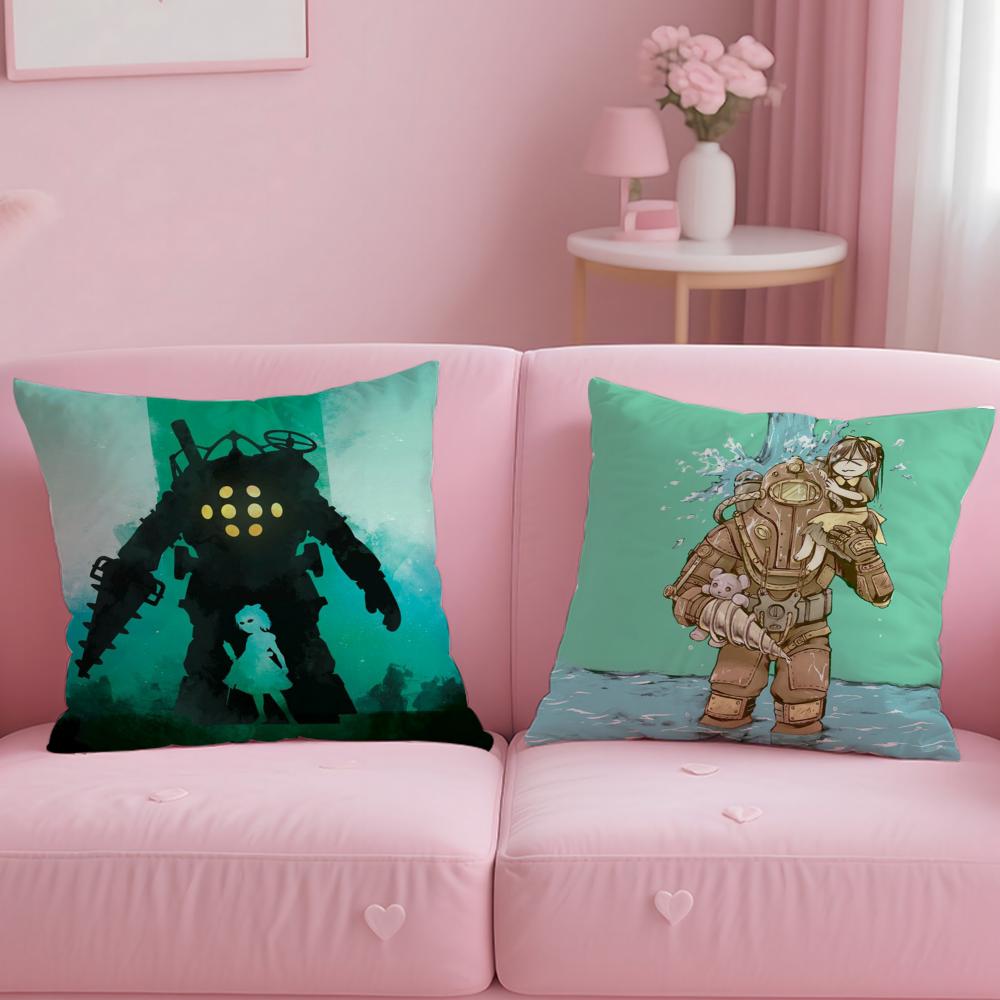 classic game BioShock Cushion Cover Soft  EasyWash Pillow Case  Versatile for Couch Bed Travel and Office