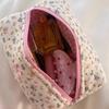 Quilted Floral Makeup Bag Zipper Cute Print Flower Storage Organizer Makeup Brush Toiletry Bag Large Capacity Cosmetic Bag