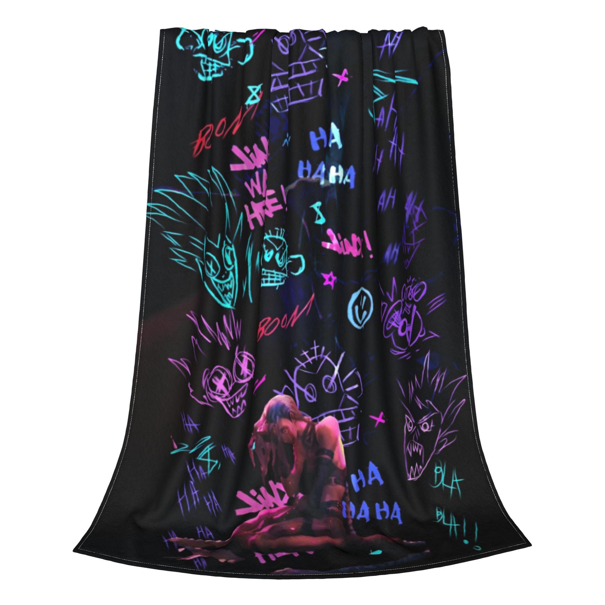 Arcane Anime Legends Blanket Jinx Monkey Graffiti Flannel Awesome Warm Throw Blankets for Bedroom Winter Office 100x150cm