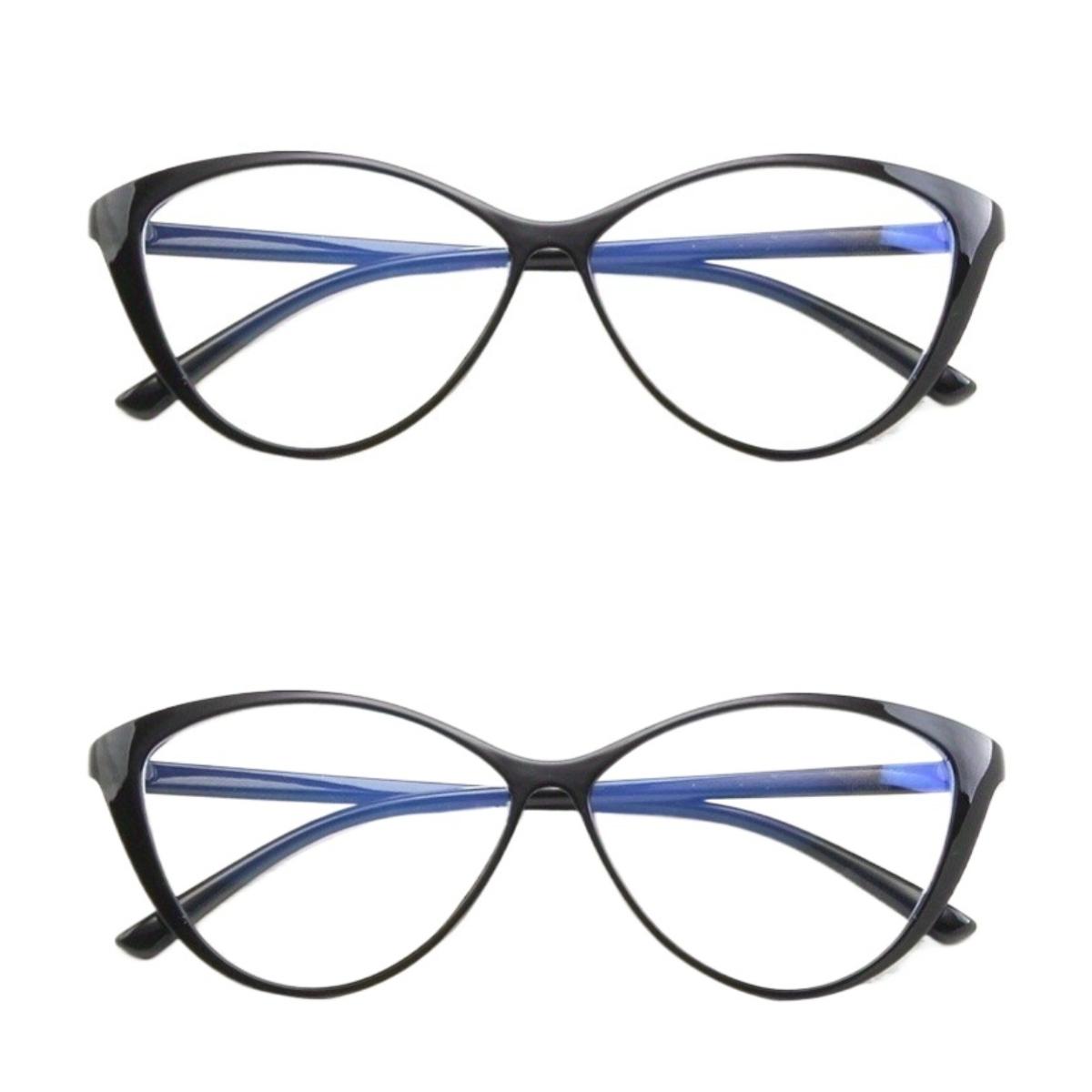 

2/3 PCS Y2K Oval Cat-Eye Glasses for Women - Full-Rim Black Frame with Clear Lenses