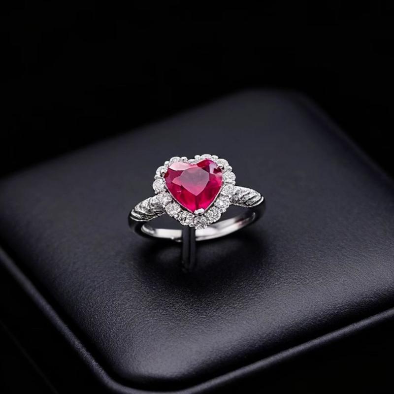 The Same Style Of Heart-Shaped Emerald And Zircon Ring Worn By Japanese And Korean Fashionable Female Celebrities Wedding Rings