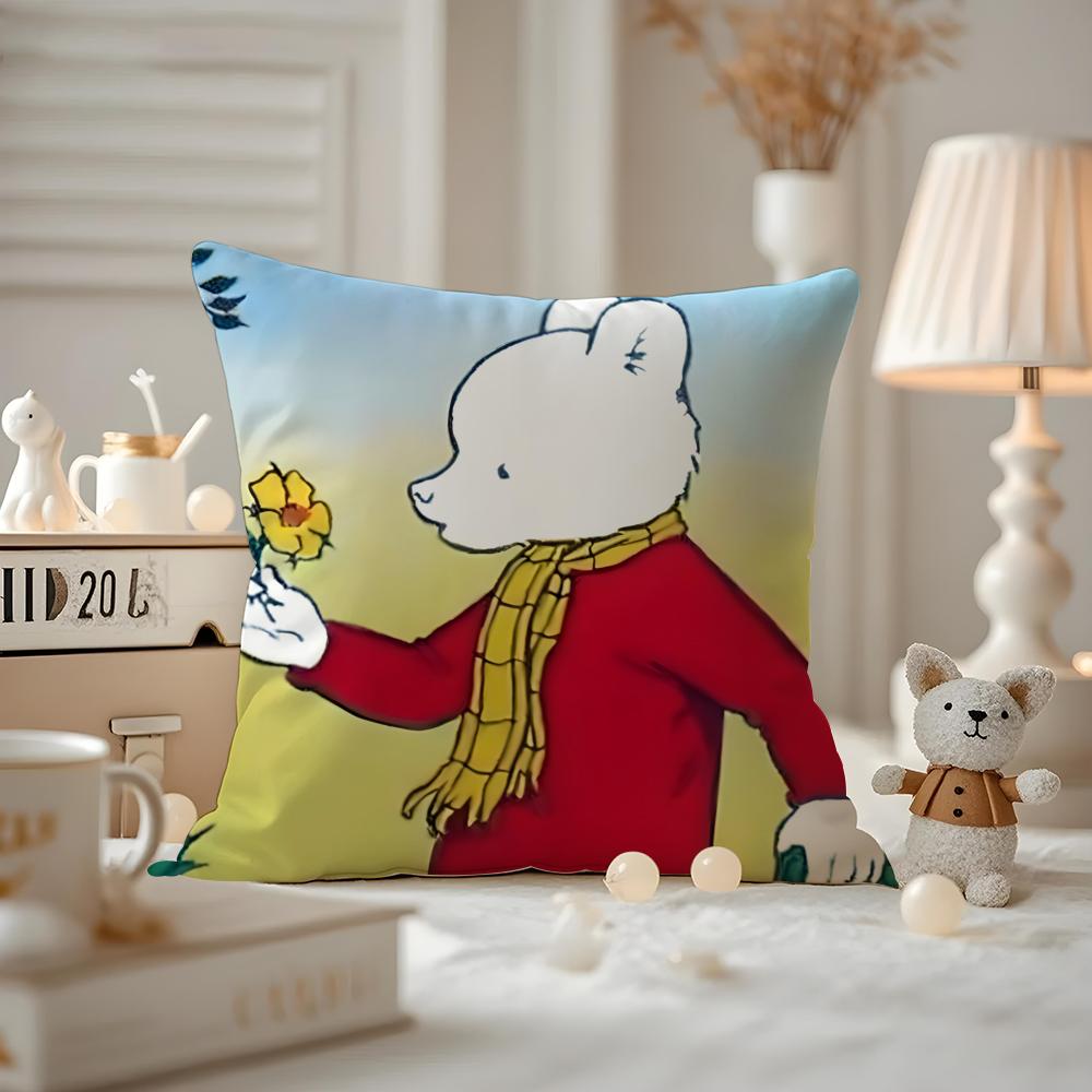 Anime RRupert BBear Cushion Cover Antidustmite Pillowcase Invisible zipper silky short plush Sofa cushion cover