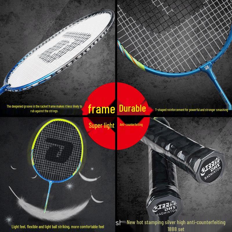 Double Happiness Ultra-Light Badminton Rackets Set - 2 Durable Rackets