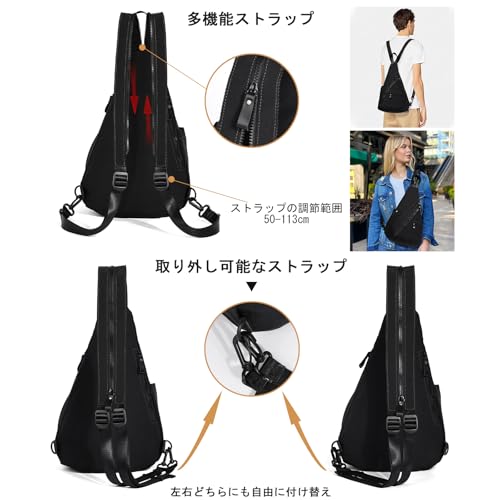 [KL928] Shoulder Bag for Men, Body Bag, Backpack for Women, Unisex, Lightweight, Waterproof, Durable, Stylish, Multi-Pocket, Functional, Casual (Black