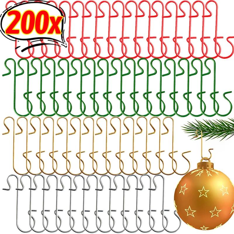 200 Pcs Colorful Christmas Ornament Hooks 50 Sets Xmas Tree Ball Hangers Holiday Party Decoration Accessories