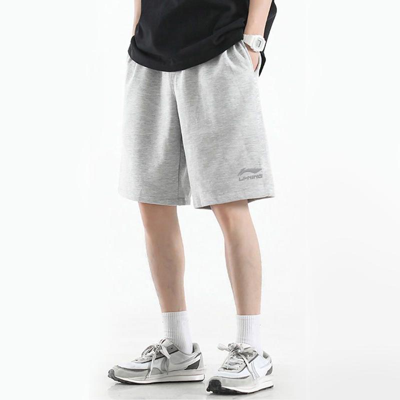 Li Ning Sports Lifestyle Series Simple Loose Breathable Lace-Up Sports Shorts Unisex Shorts Gray AKSV291-2