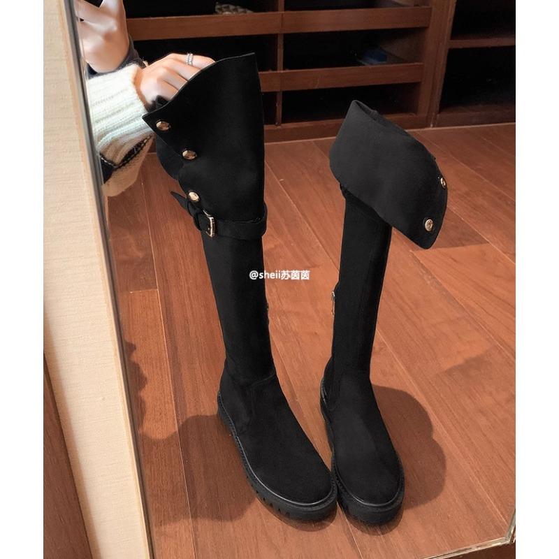 Lamb Wool Over the Knee Boots Women's Autumn and Winter Thick-soled Boots Thickened Velvet Cotton Boots Warm Snow Boots