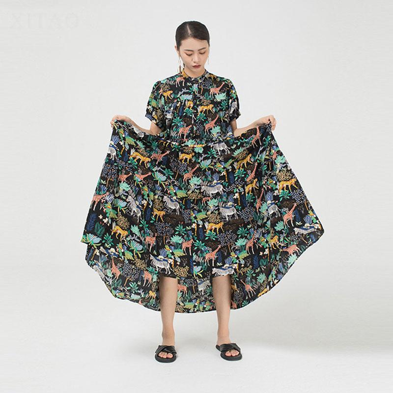 

XITAO женское платье с мультяшным принтом ZP1346 One Size чёрный