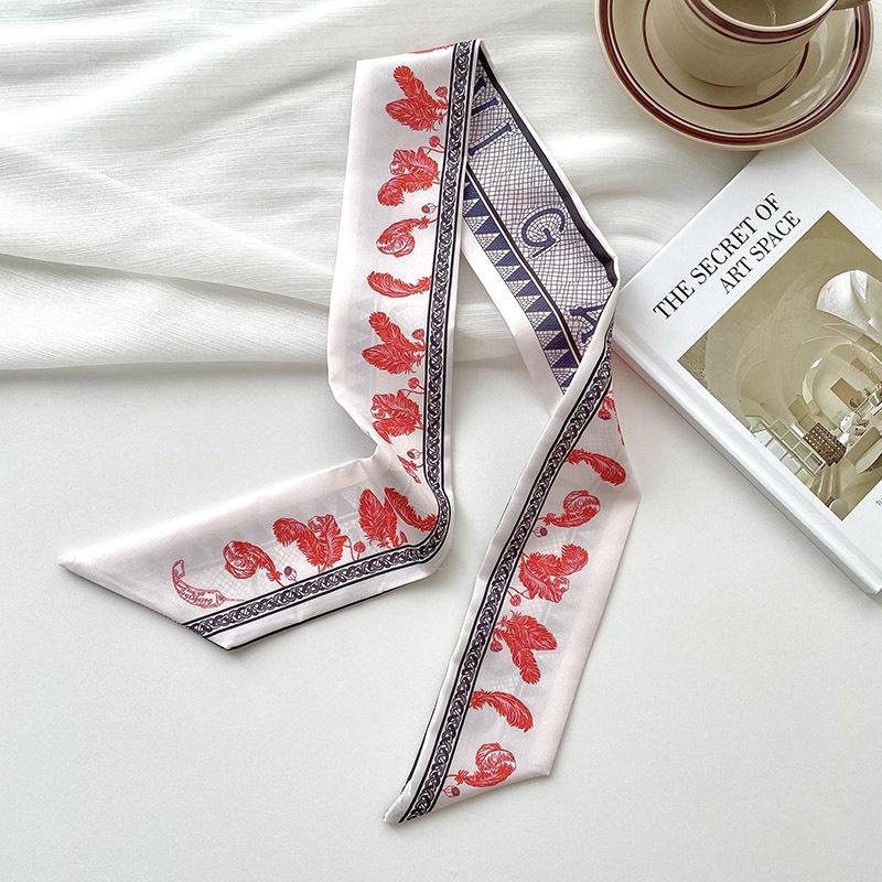 New Luxury Brand Model Small Silk Scarf Women Hair Band Bag Handbag Handle Ribbon Scarf Band Neck Scarves Neckerchief