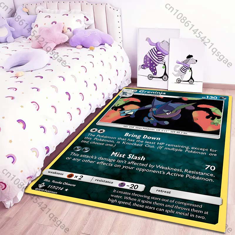 1PC Pokémon Cards Greninja Print Rug Carpet for Living Room Children Bedroom Mat Sofa Doormat Floor Rug Home Decor Anti Slip Mat