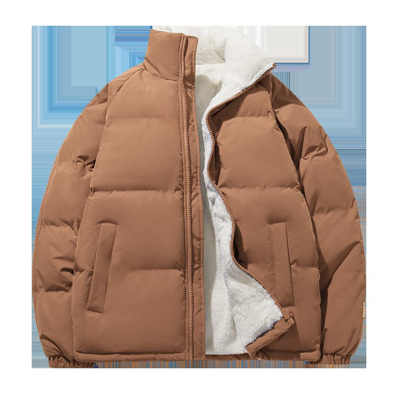 Cotton Jacket Men's Autumn and Winter Plus Velvet Warm Stand Collar Cotton Jacket Cotton Jacket Men's Casual Jacket Large-size Cold-proof Clothing