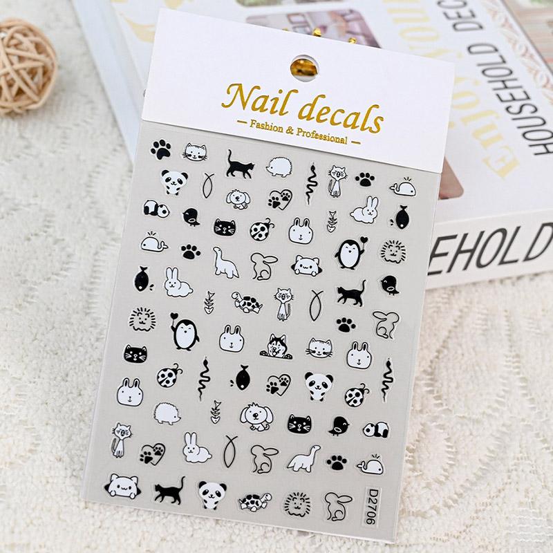 

Kawaii 3D наклейки для ногтей с животными, самоклеящиеся блестящие гладкие пластиковые наклейки для ногтей для домашних животных, сделай сам, собаки, кошки, медведи, панды D2706 чёрный