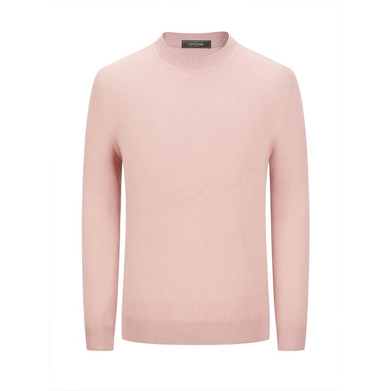 YOUNGOR Men's Seamless Wool Blend Round Neck Sweater