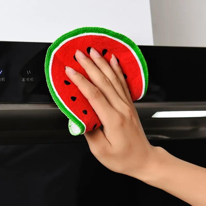 Cute Fruit Printed Kitchen Absorbent Wipes Hanging Hand Towels Bathroom Quick-drying Dish Cloths Drying Fruit Cloth