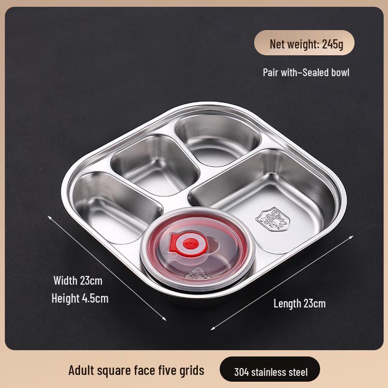 304 Stainless Steel Divided Meal Plate Set