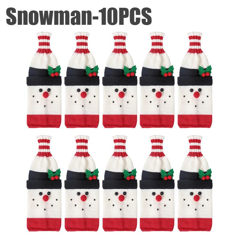 Christmas Decoration Santa Snowman Wine Bottle Cover Knitted Champagne Bottle Cozy For Restaurant Decor Festive Table Setting