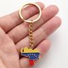 EUEAVAN Drip Oil Venezuela Map Pendant Keychain Stainless Steel Venezuelan Country Flag Keyring Patriotic Jewelry Gift