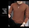 Men's White Round Neck Long Sleeve Knit Sweater for Spring, Autumn, and Winter