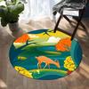 Waldhirsch Runder Teppich Weicher Cartoon-Teppich Rutschfeste Kreis-Bodenmatte für Wohnzimmer Schlafzimmer Sofa Badezimmer Kinderwohnheim Dekor