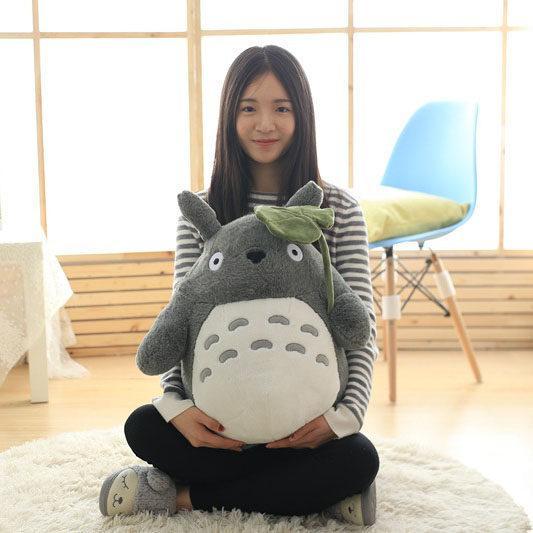 Adorable Japanese Anime Totoro Plush Toy with Lotus Leaf Stuffed Anime Totoro Doll Pillow Laugh Totoro Doll Soft Totoro Plushies