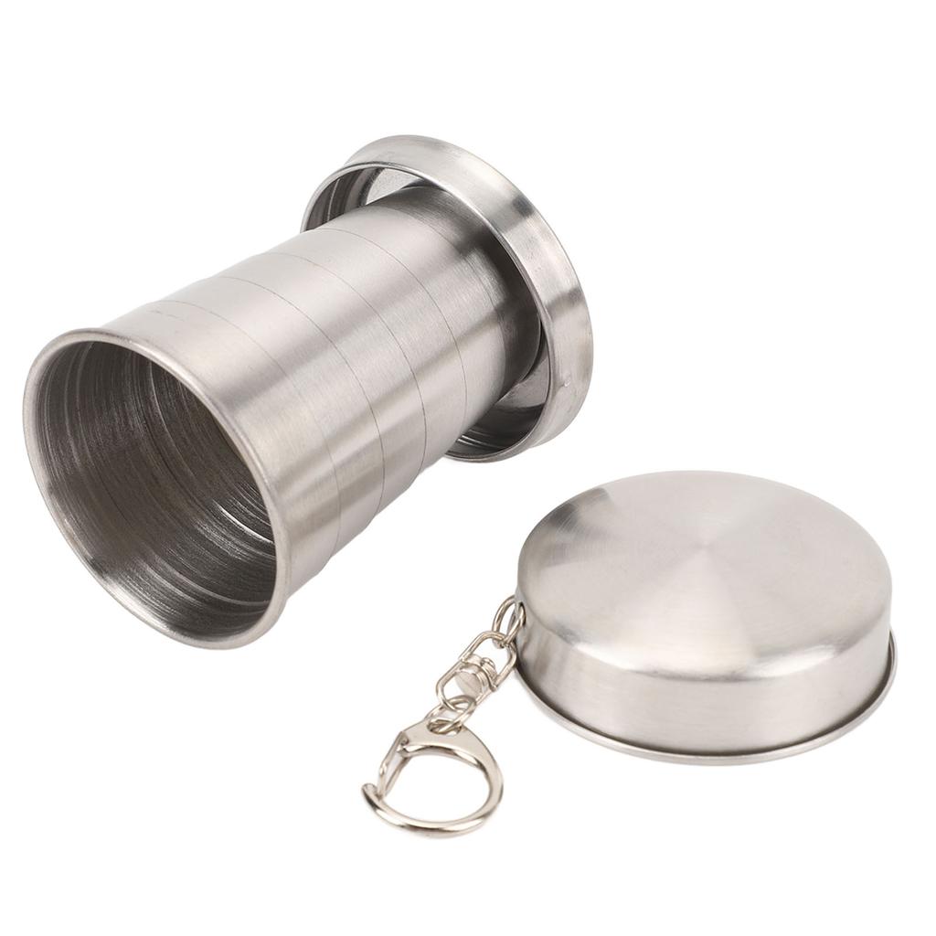 Stainless Steel Collapsible Cup Outdoor Travel Camping Portable Folding Cup with Keychain for