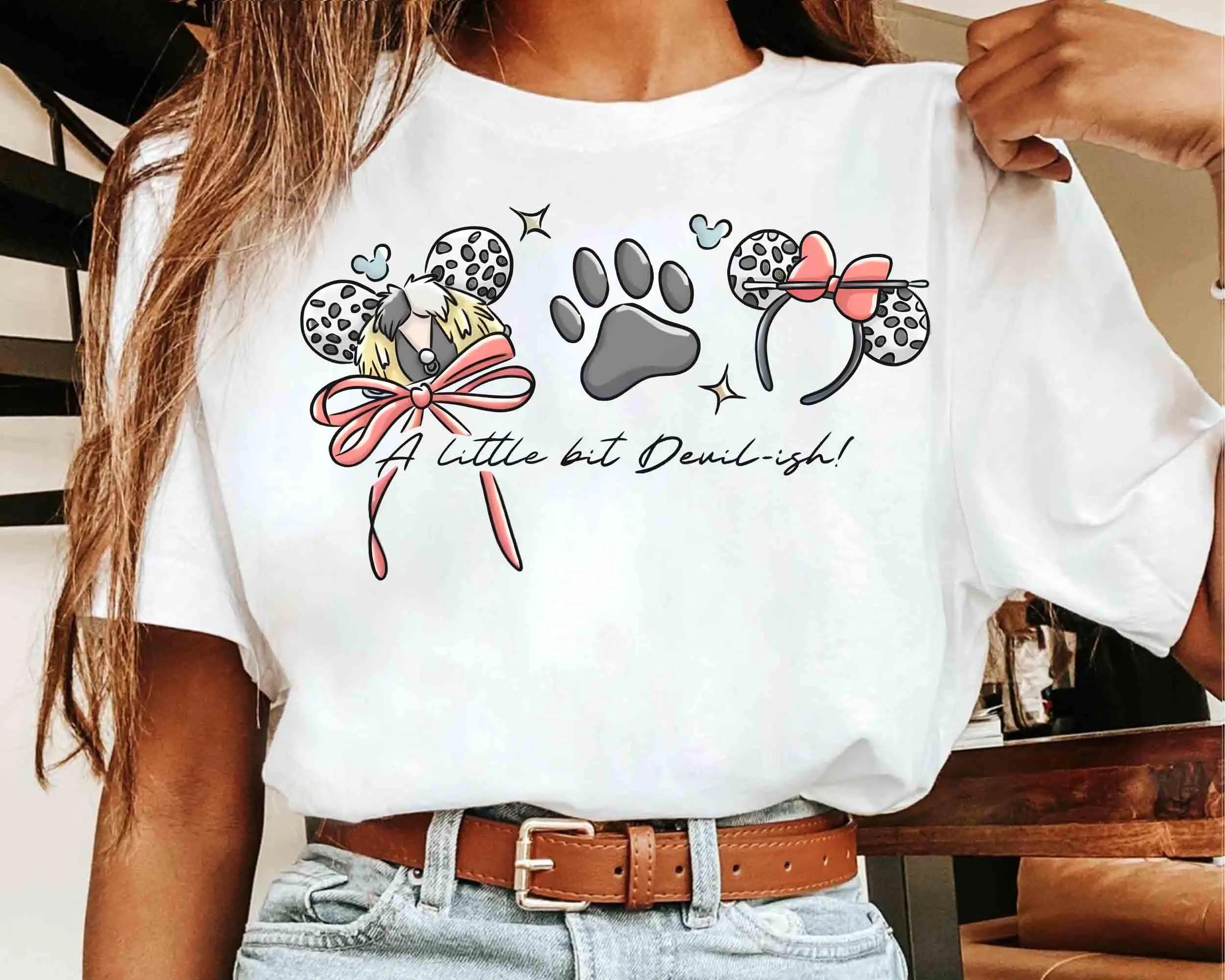 Watercolor Coquette Bow Disney Villains Cruella de Vil Shirt Disney 101 Dalmatians Girl Trip Tee S