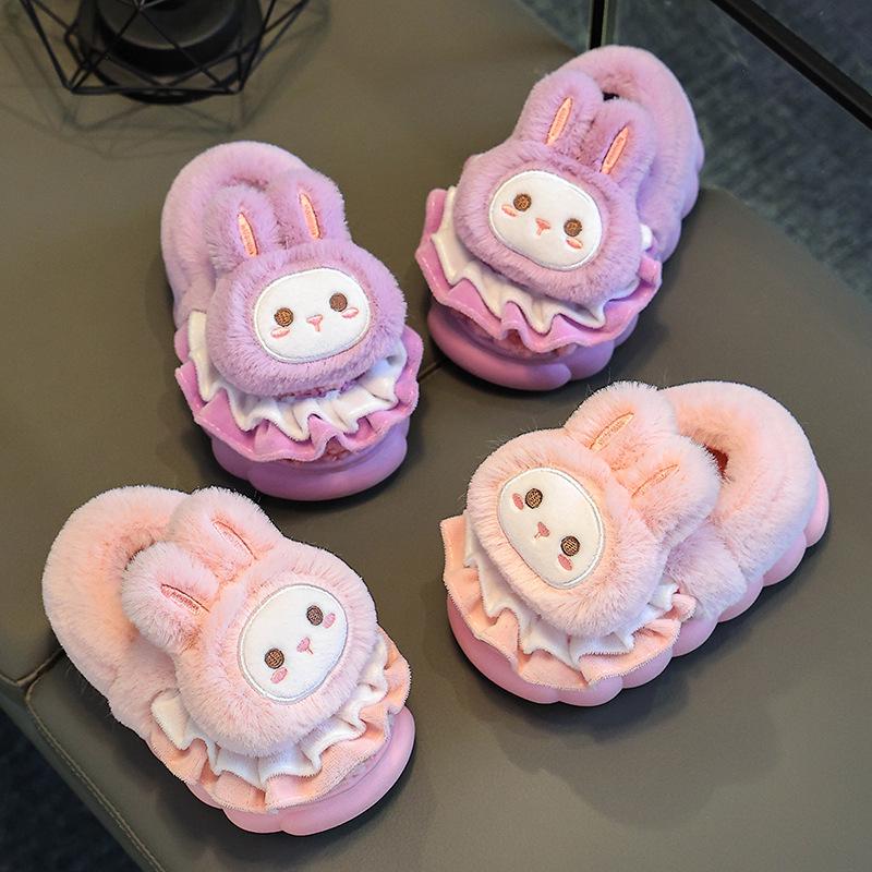 Kinder Cartoon Plüsch Baumwoll Hausschuhe: Herbst/Winter Hausschuhe für Jungen & Mädchen