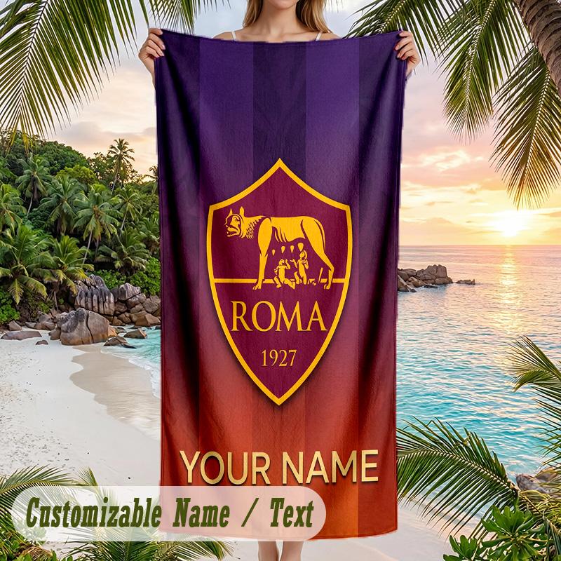 Beach Towel AS Roma Print Custom Name Text Soft Towel for Swimming Pool
