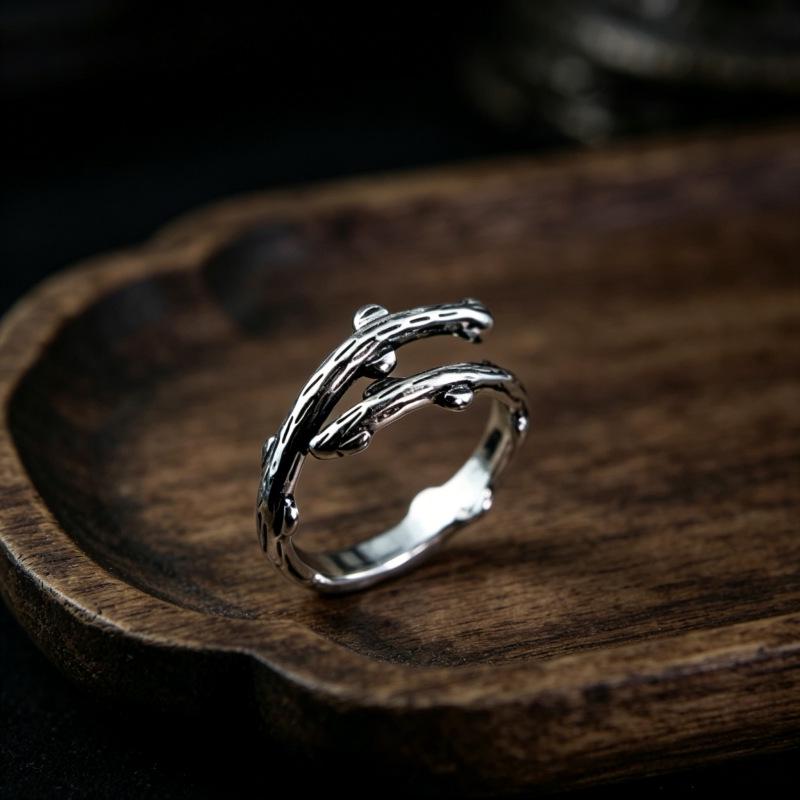 European & American Fashion Retro Smile Face Multi-layer Open Silver Ring - Trendy Korean Punk Simple Design for Women