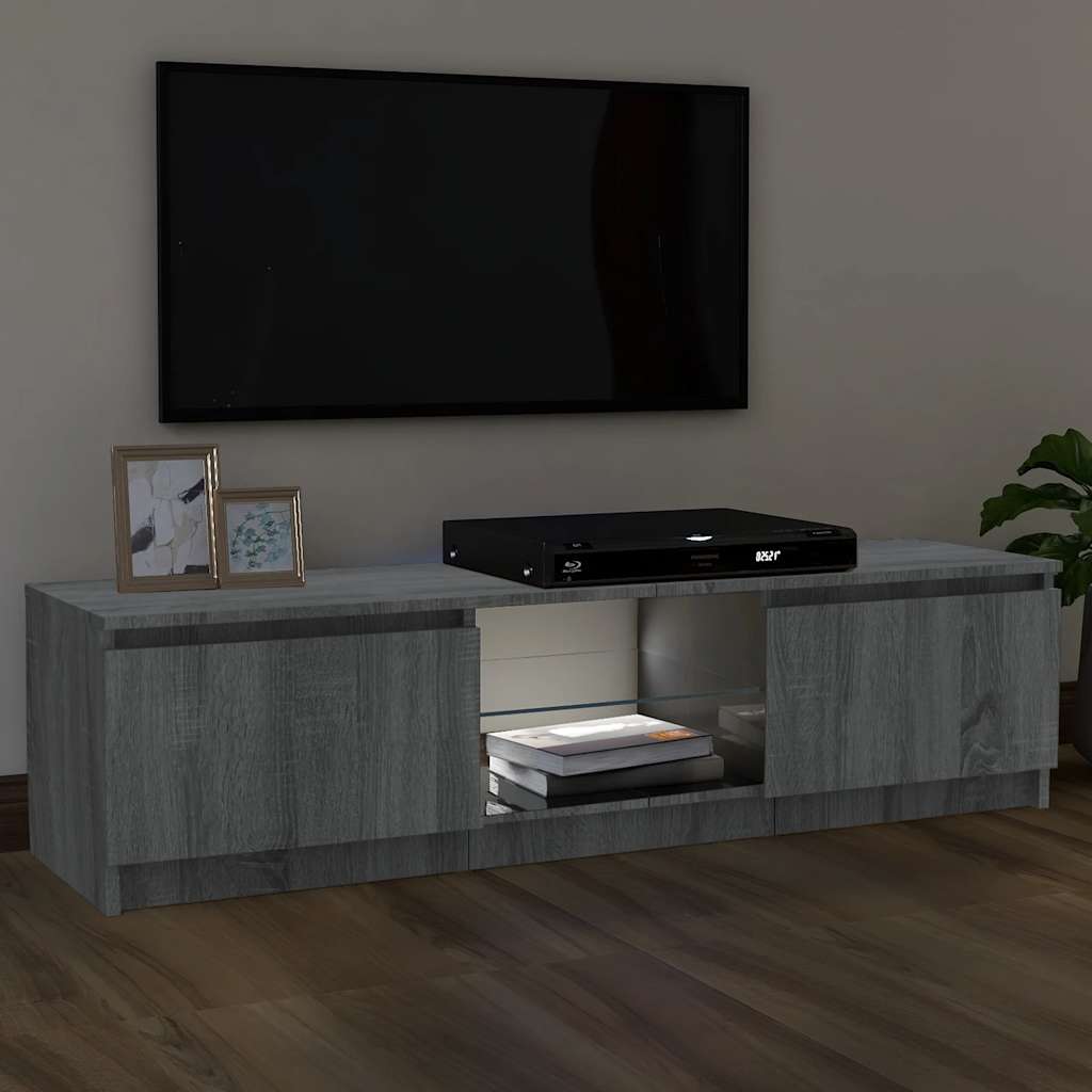 TV Stand with LED Lights Gray Sonoma 120 x 30 x 36 cm