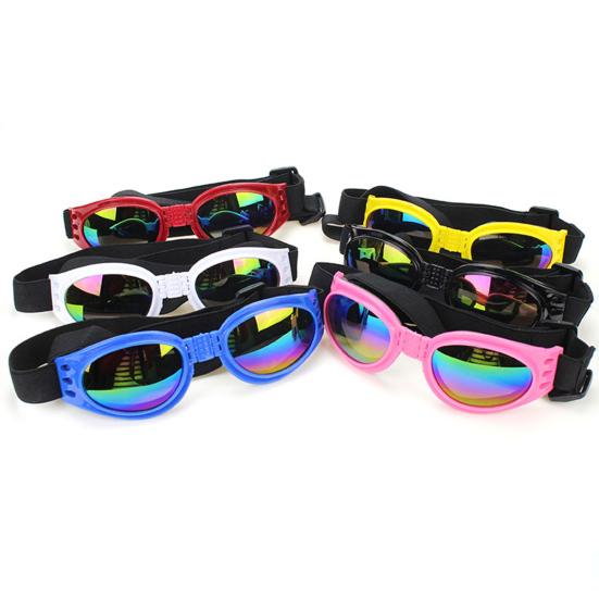 Dog Polarized Sunglasses Small Breed UV Protection Windproof Sun Glasses Pet Goggles Adjustable Folding Eye Wear with Elastic Band for Outdoor