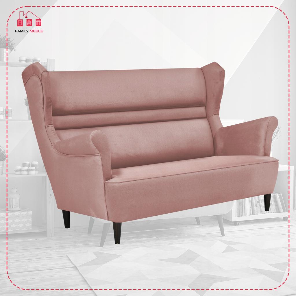 Sofa kanapa uszak Zoja skandynawska nie rozkładana Family Meble liliowa róż