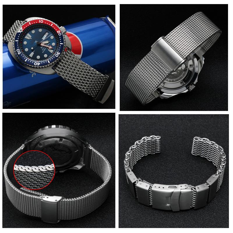 High Quality Watchband for Seiko Water Ghost Canned Mountain Abalone Metal Strap Milan Mesh Bracelet 20 22 24mm