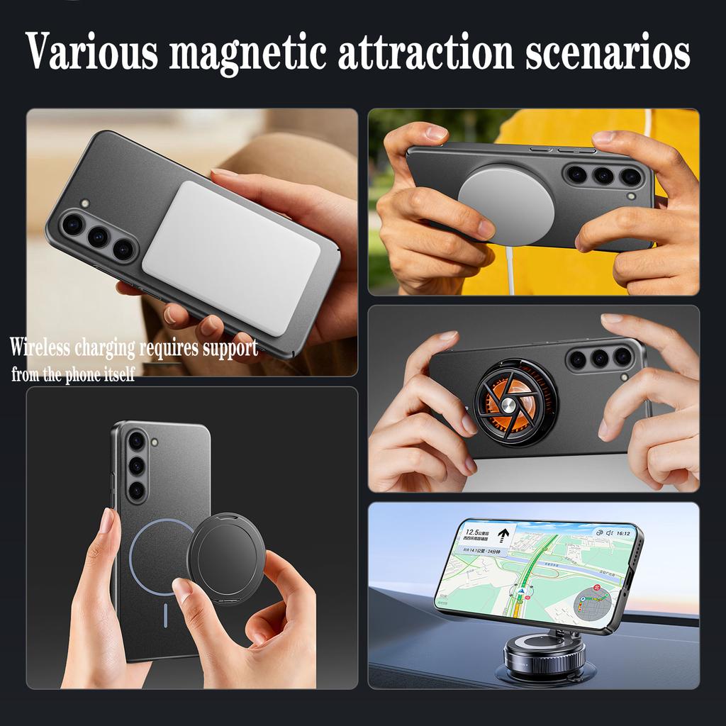 Ultra Thin Metallic Paint Magnetic Case For Samsung S25 S24 S23 S22 Ultra Plus For Magsafe Wireless Charging Armor Hard PC Cover
