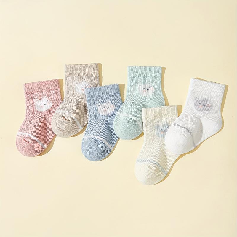 5/6Pair Children Mesh Sock Summer Mosquito Proof Middle Tube Stockings Cartoon Animal Print Baby Short Socks 6-36M Kids Footwear