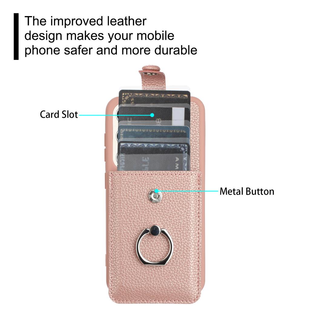 For Samsung Galaxy S23 Case Drawing Type Card Slots Litchi Texture Leather Back Cover with Ring Kickstand